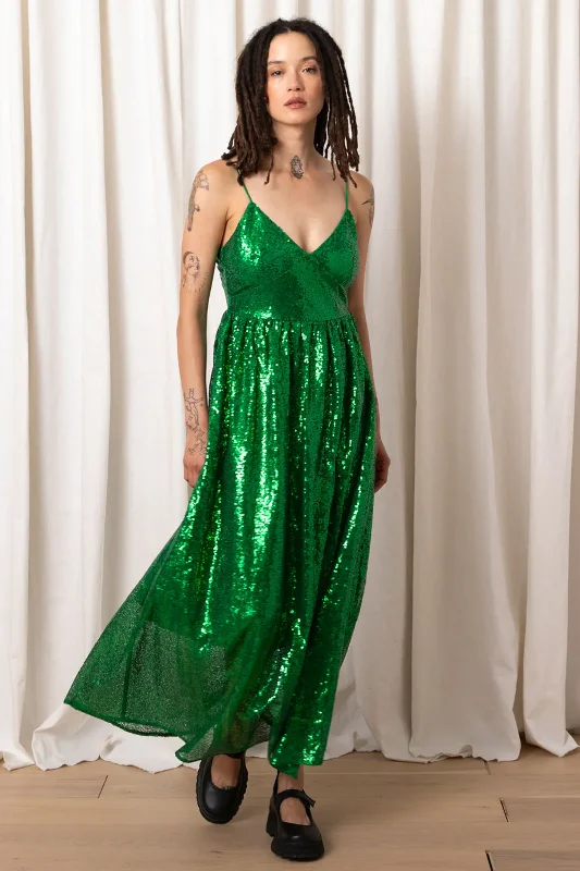 Ali Golden Tie Back Maxi Dress in Kelly Green