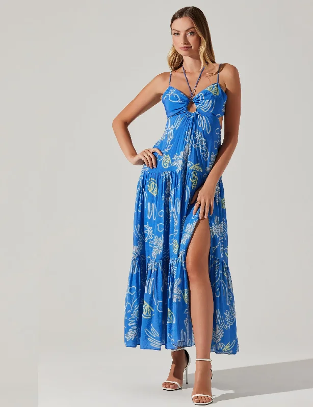 Cassini Tiered Maxi Dress, Blue Lemon