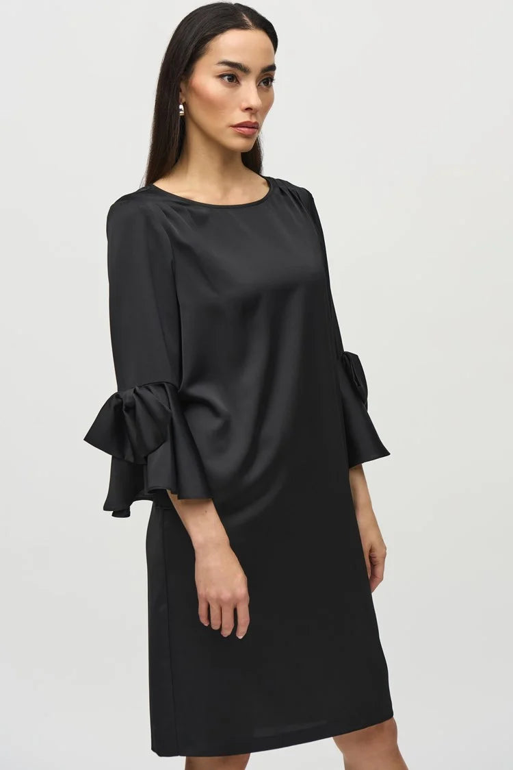 Joseph Ribkoff Satin Ruffle Sleeve Straight Dress - 244235