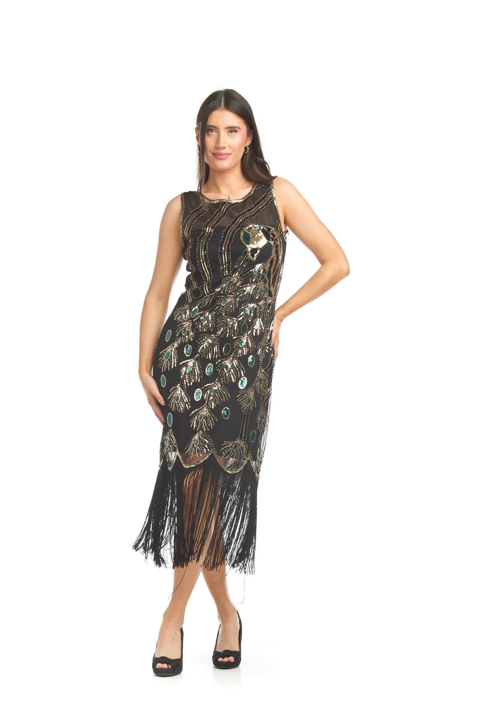 Papillon Peacock Beaded Dress - 17535