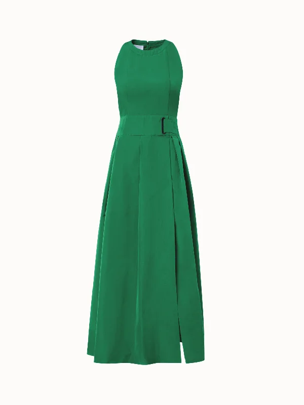 Sleeveless Midi Dress with Belt