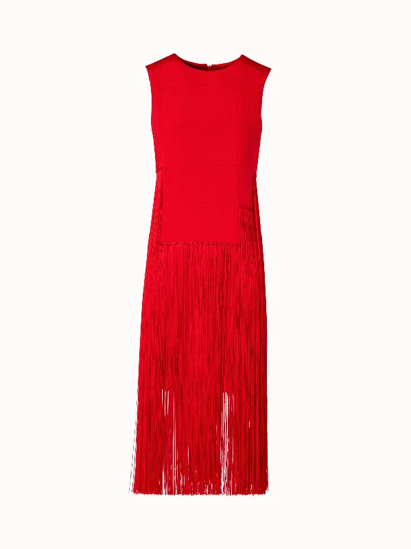 Sleeveless Silk Dress with Fringes