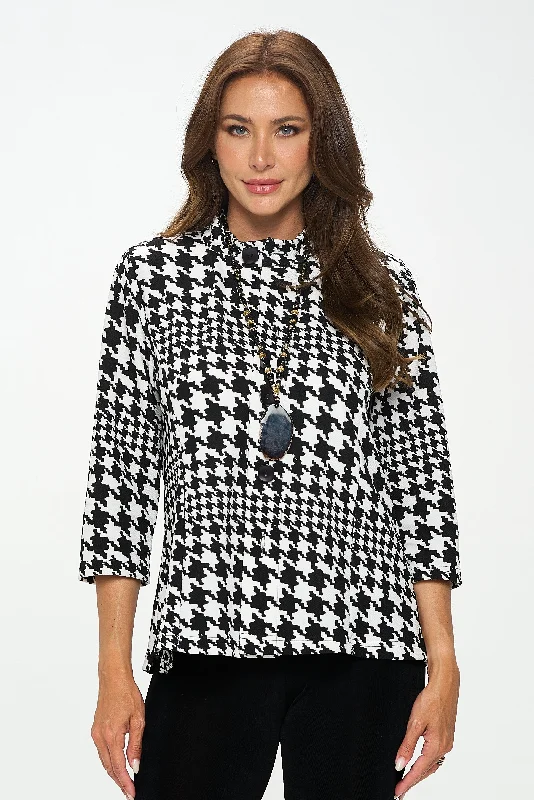 Plus Size Houndstooth Print Jacket-4086LP-QXP1-W405