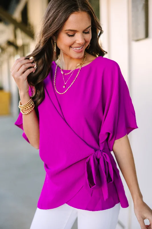 Happy Thoughts Magenta Pink Tied Blouse