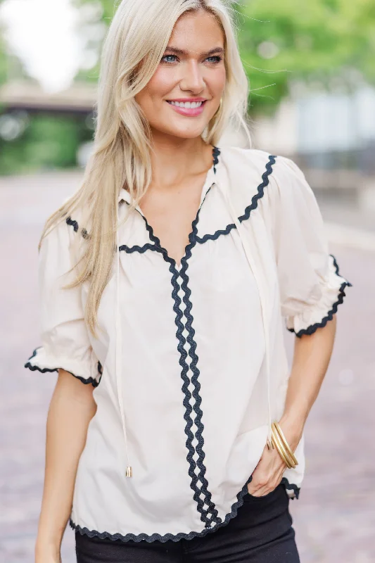 In A Dream Ecru White Rickrack Blouse