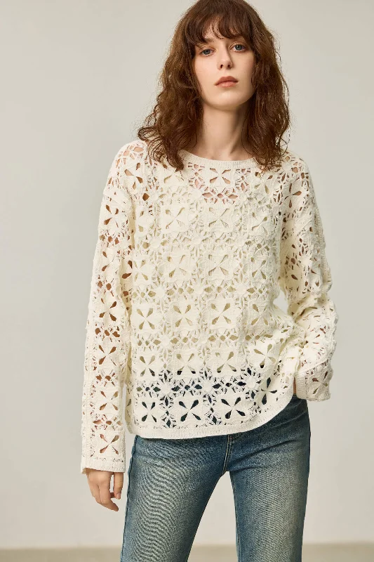 LILY Lace Hollow Knit Sweater