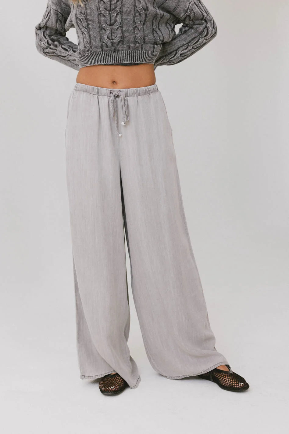 Luisa Wide Leg Pants in Grey