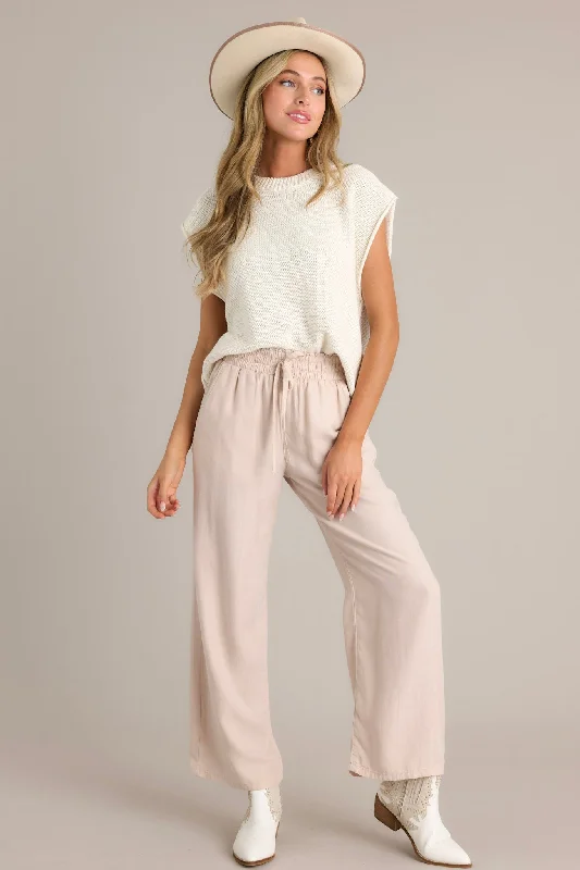 Midnight Comfort Beige Wide Leg Pants