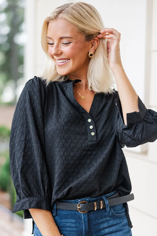 Perfectly You Black Textured Blouse