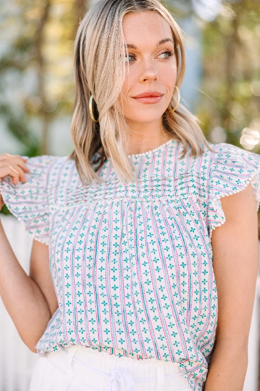 Step Into Spring Mint Green Floral Blouse