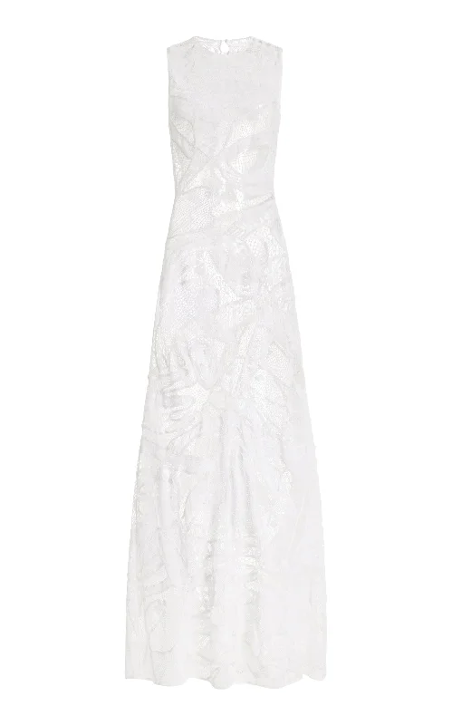 Tati Crochet Maxi Dress in White Cotton