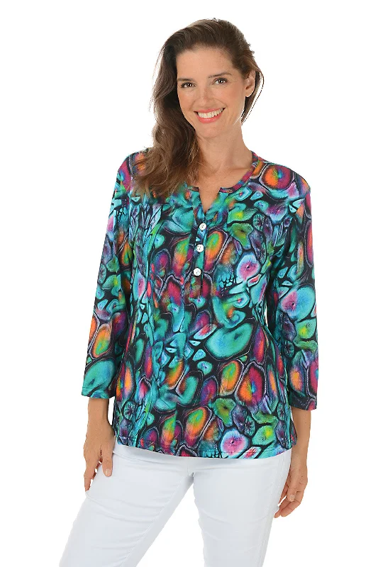 Jewel Triple Button Placket Top