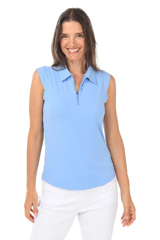 Solid Sleeveless UPF50+ Polo Top