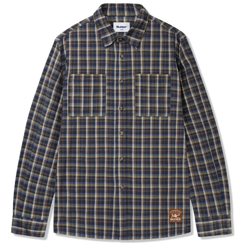 Butter Goods - Terrain Plaid L/S Shirt Navy