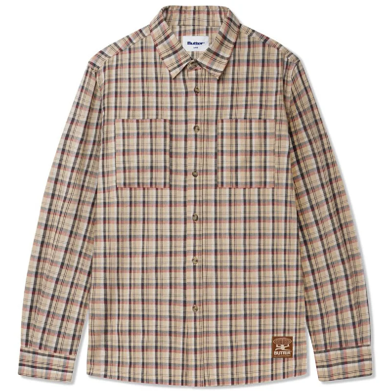 Butter Goods - Terrain Plaid L/S Shirt Sand