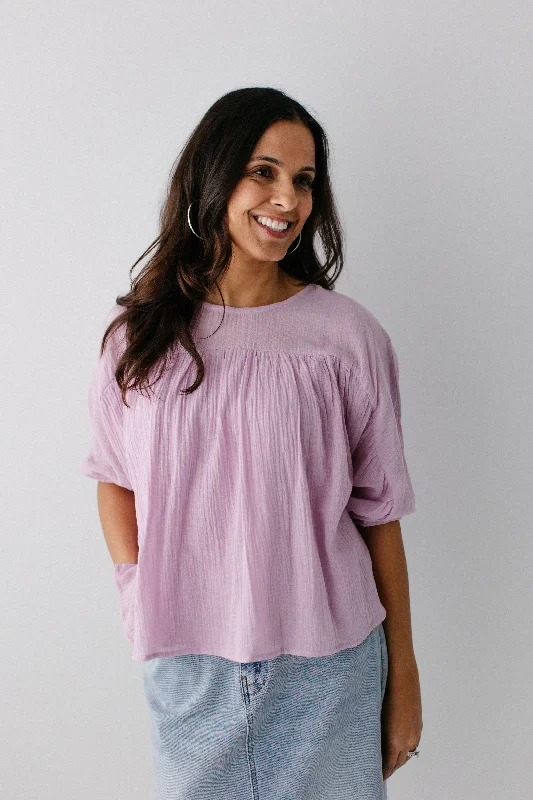 'Cerelia' Cotton Gauze Batwing Sleeve Top in Orchid FINAL SALE