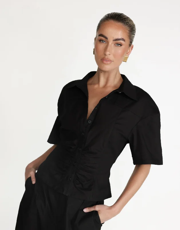 Etta Linen Top (Black)