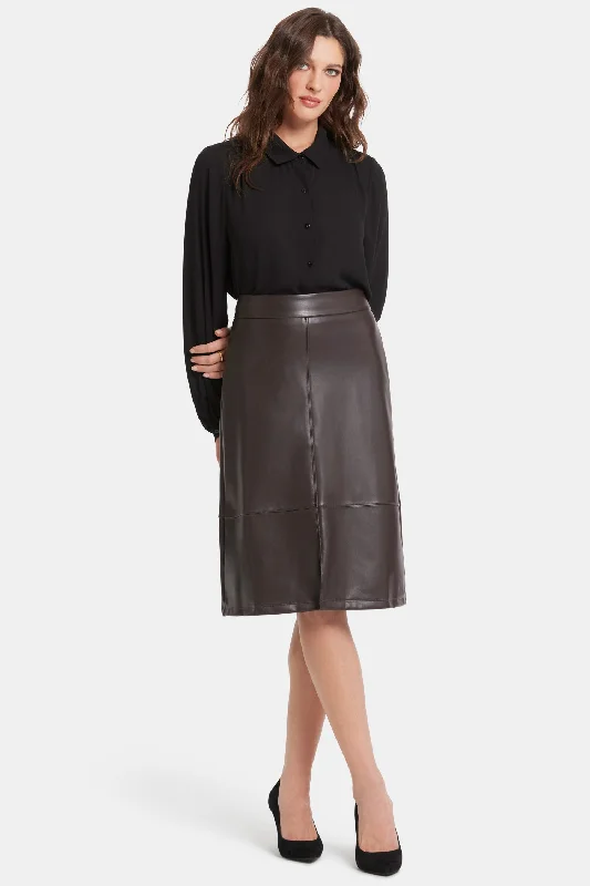 Faux Leather A-line Skirt - Cordovan