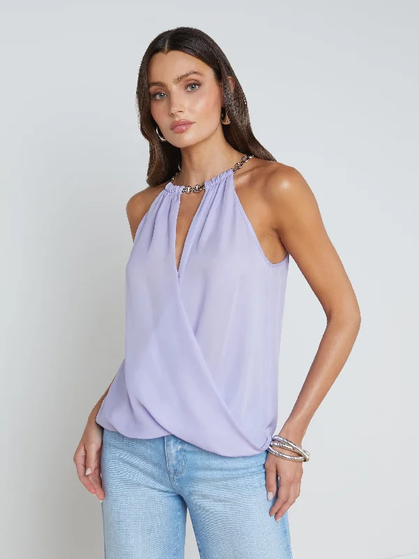 Lina Silk Chain-Neck Top