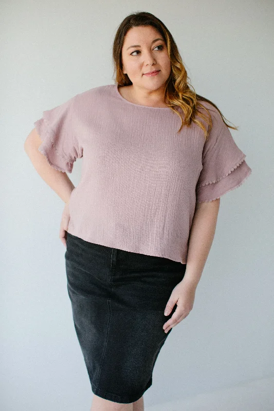 'Melody' Bell Sleeve Cotton Top in Dusty Rose FINAL SALE