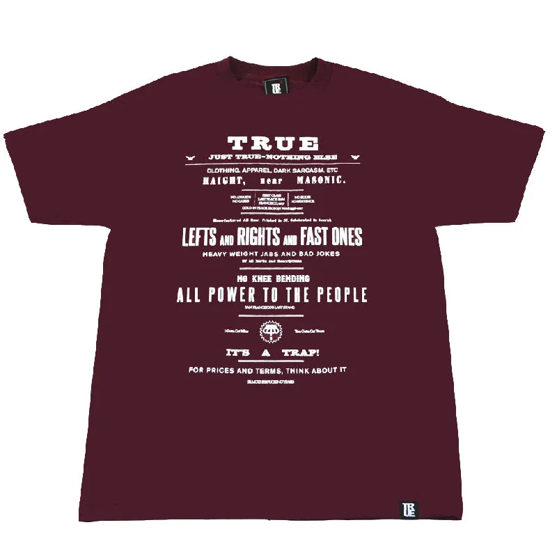 Mens True Old Ad T-Shirt Burgundy