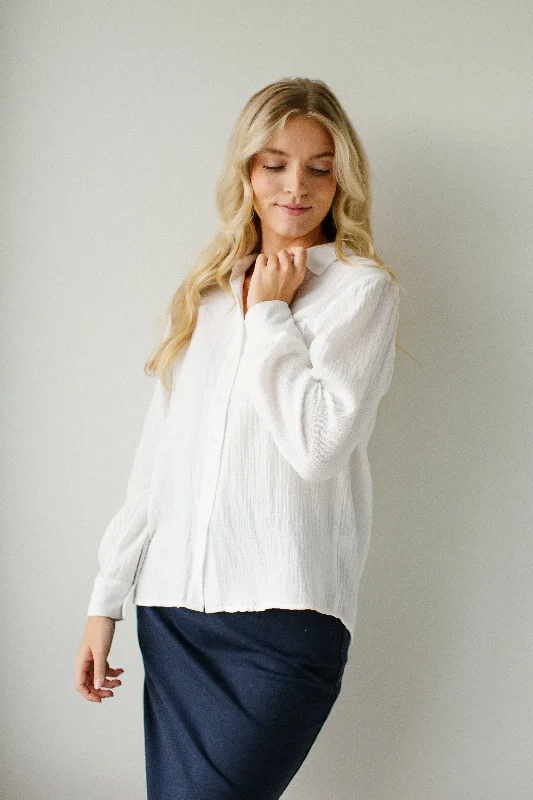 'Morgan' Cotton Gauze Button Down Top