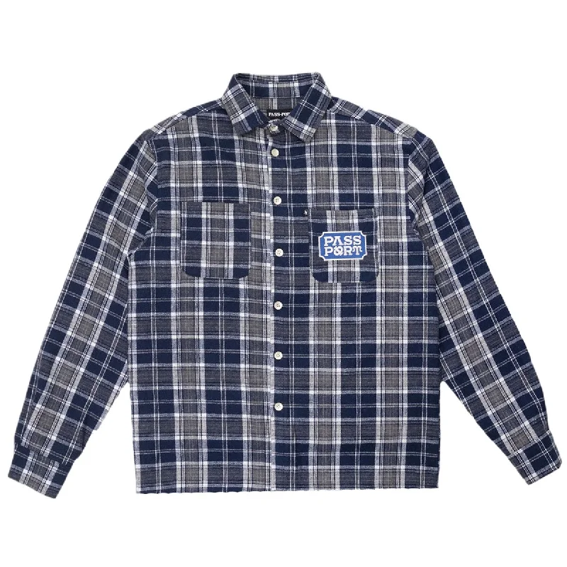 Pass~Port - Yearbook Logo Workers Flannel Navy