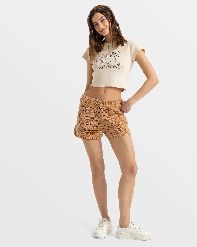 Spicy Vibes Elastic Waist Shorts - Camel