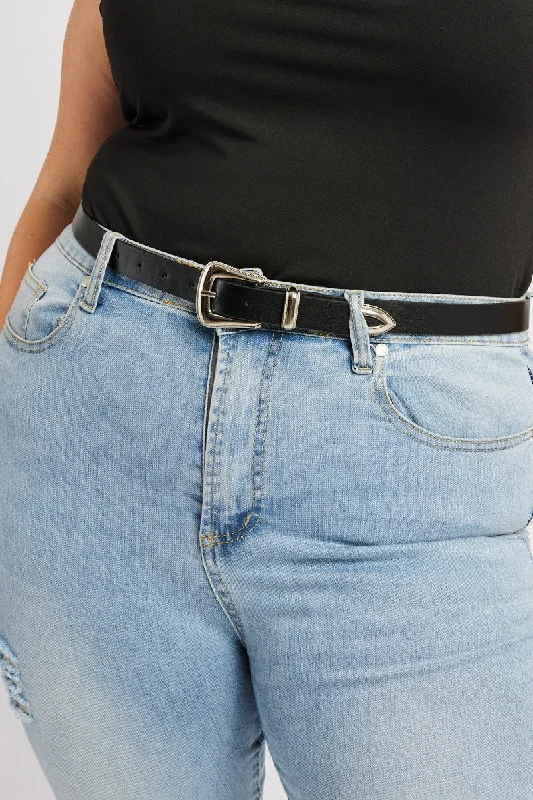 Black Waist and Hip Jeans Western Belt