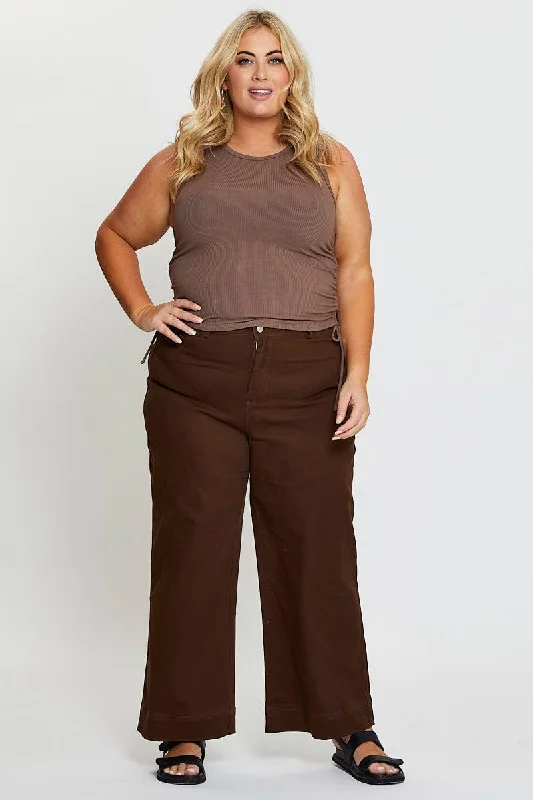 Brown Wide Leg Jean High Rise