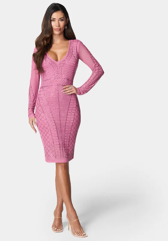 Crystal Mesh Midi Dress