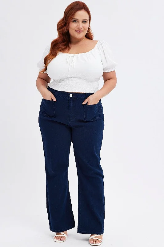 Denim Wide Leg Denim Jeans High Rise