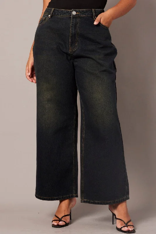 Denim Wide Leg Jeans High Rise