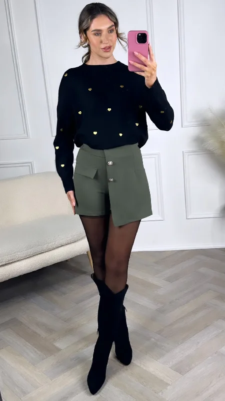 Grayson Khaki Button Detail Skort