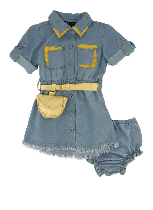 Baby Girls 12-24M Paint Splatter Detail Denim Shirt Dress