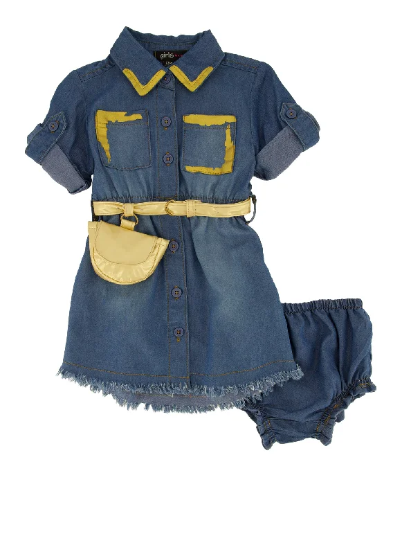 Baby Girls 12-24M Paint Splatter Detail Denim Shirt Dress