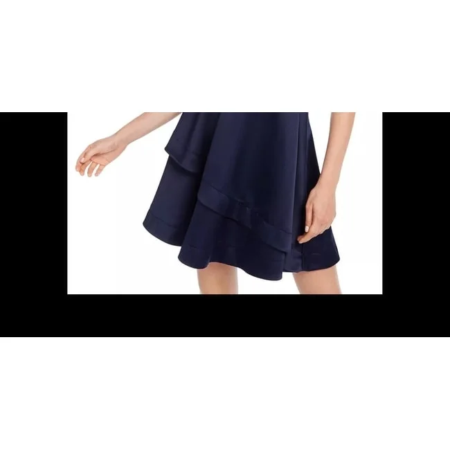 Speechless Juniors' Spaghetti Strap Short Fit + Flare Party Dress Blue Size 13