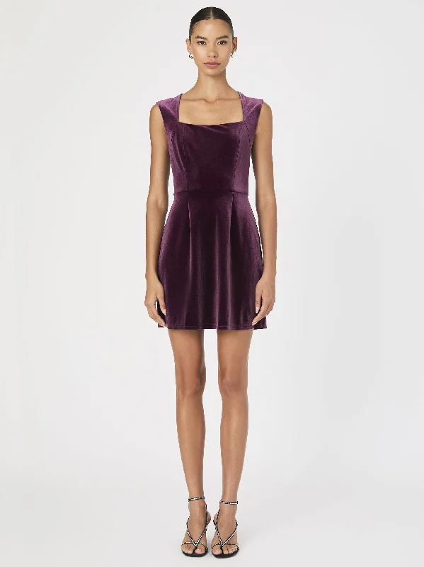 Stretch Velvet Square Neck Dress