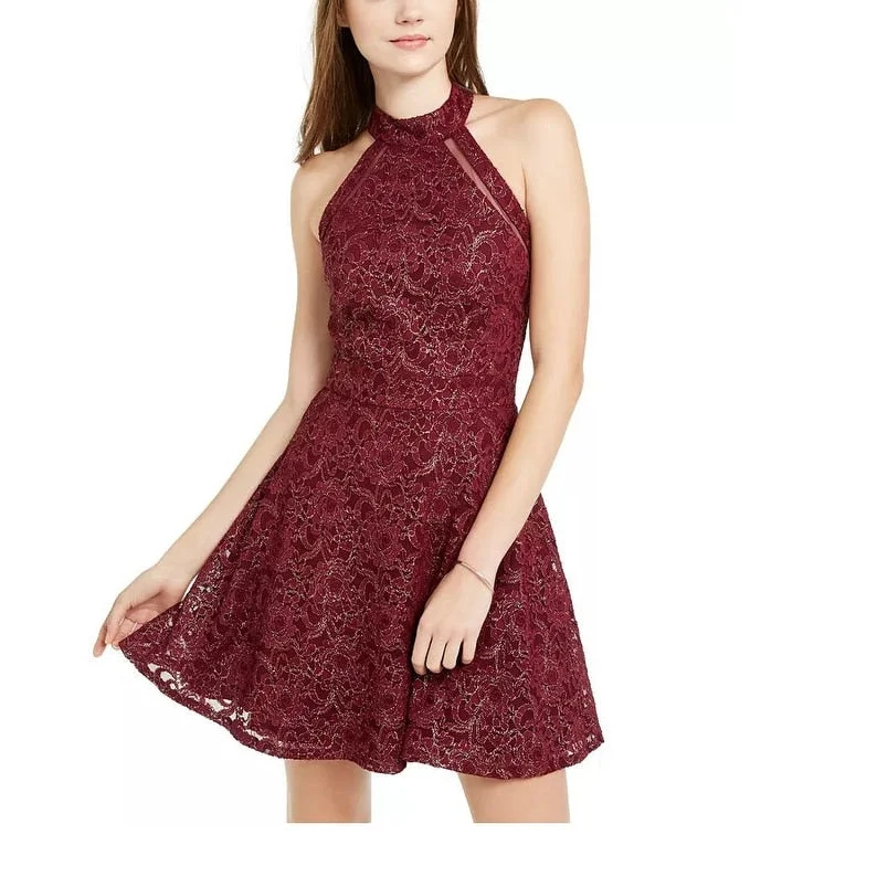 Teeze Me Juniors' Open Back Mesh Cocktail And Party Dress Red Size 5