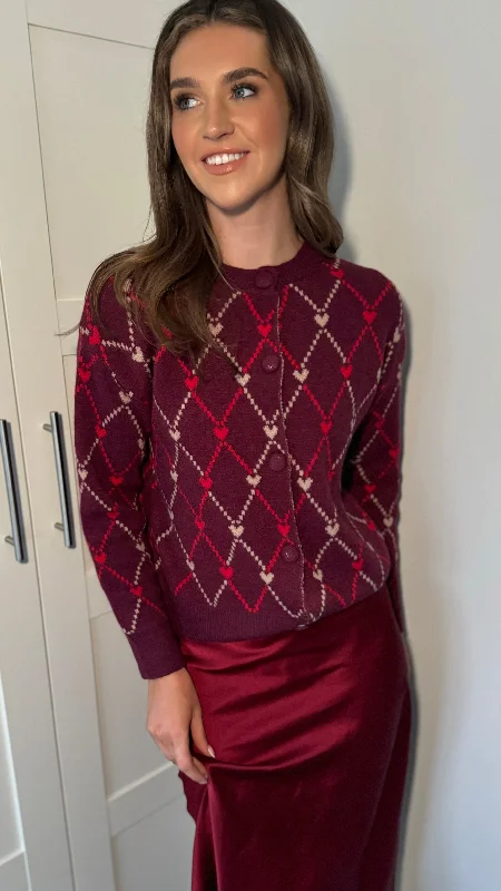 Callie Burgundy Printed Cardigan