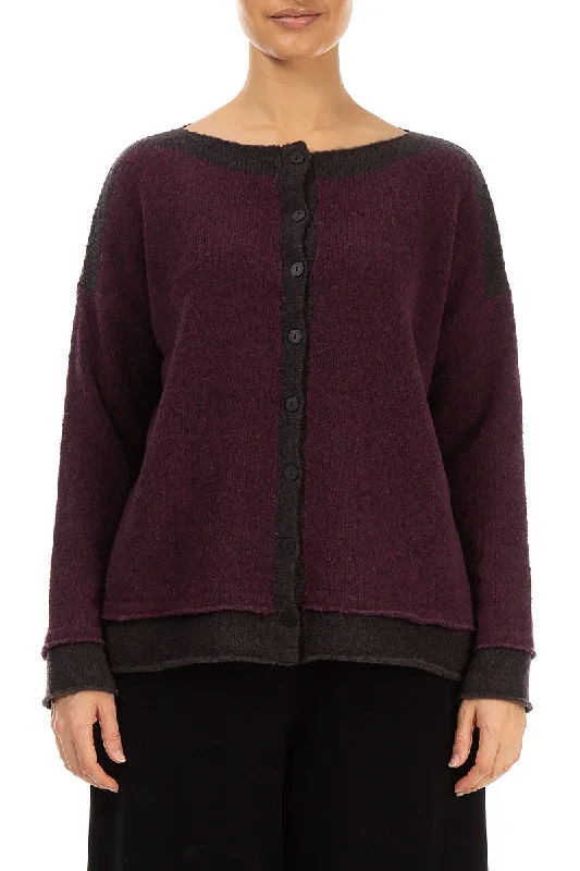 Chocolate Edge Mulberry Wool Cardigan