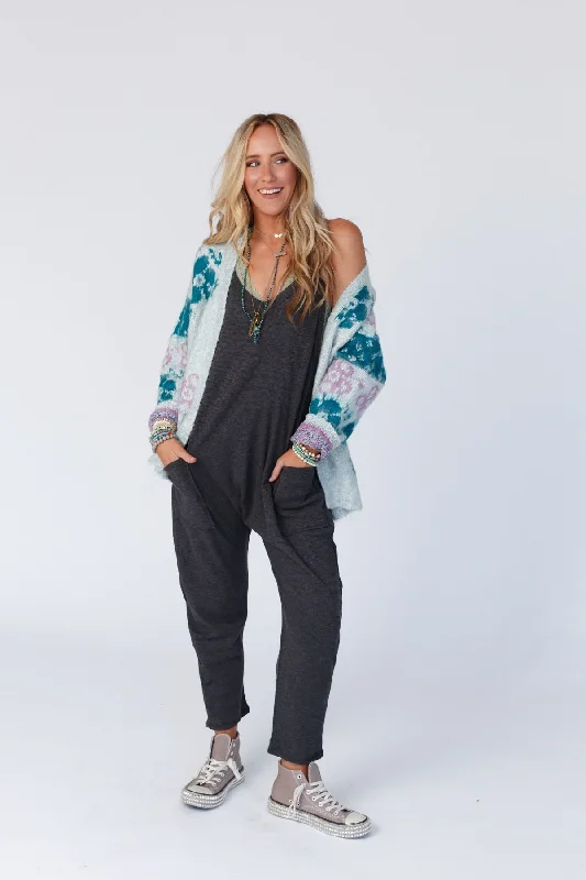 Hot Shot Harem Jumpsuit - Charcoal