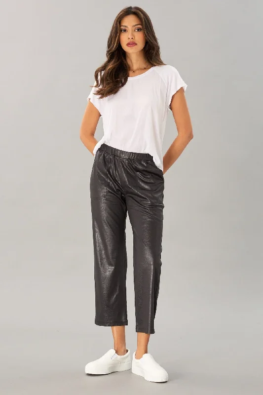 Leather Jersey Cropped Pant