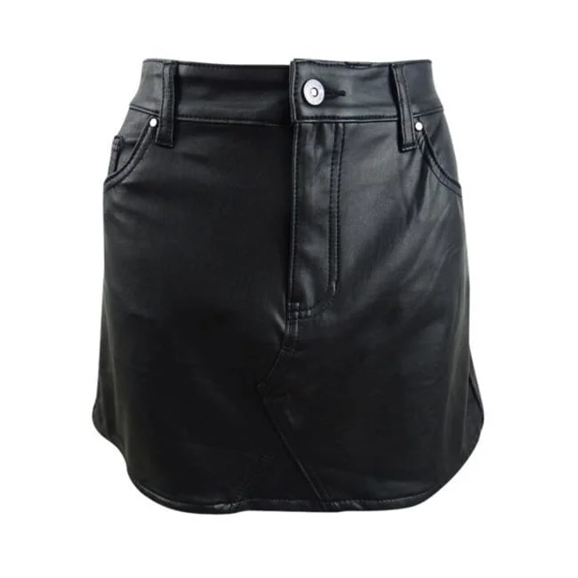 Rewash Juniors' Faux Leather Mini Skirt Black Size 9