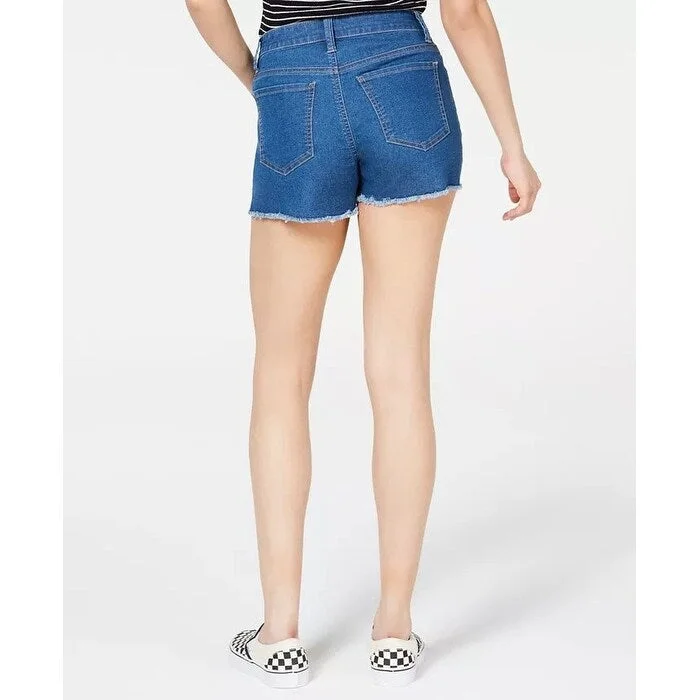 Tinseltown Juniors' Frayed Denim Shorts Blue Size 1