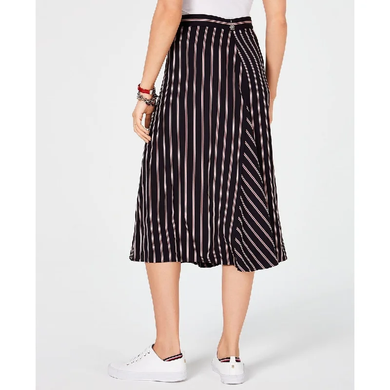 Tommy Hilfiger Women's Career Skirts Stripe Midi Skirt Blue Size 2